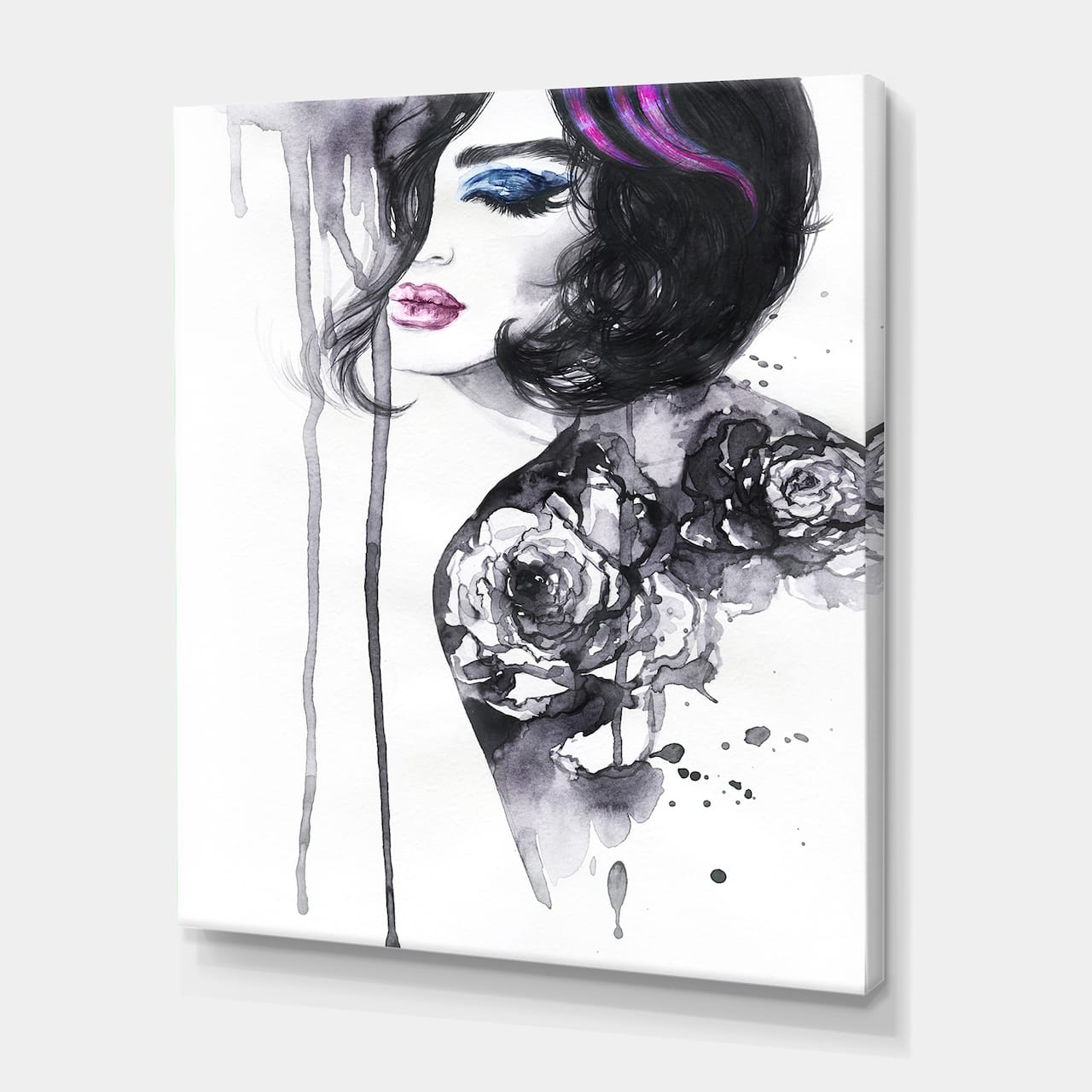 Designart - Painting Female Portrait - Modern Canvas Wall Art Print